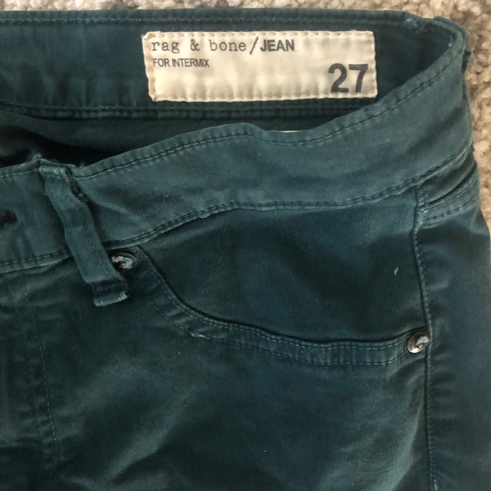 Rag & Bone teal colored skinny jeans size 27